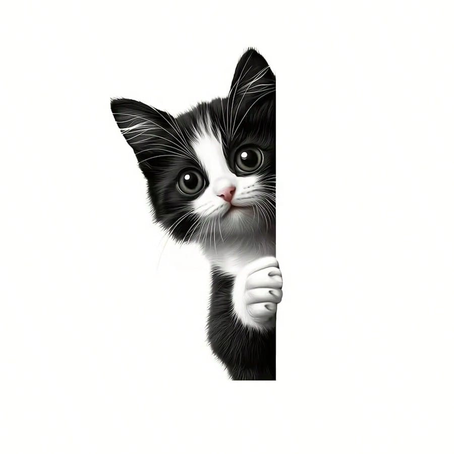 Cute Cat Peeking Window Sticker, Kitten Peeking Through Glass Decal, Adorable Cartoon Style Printed Window Sticker, Vinyl Decal Suitable For Windows, Cars, Trucks, Doors, Toilets, Laptops