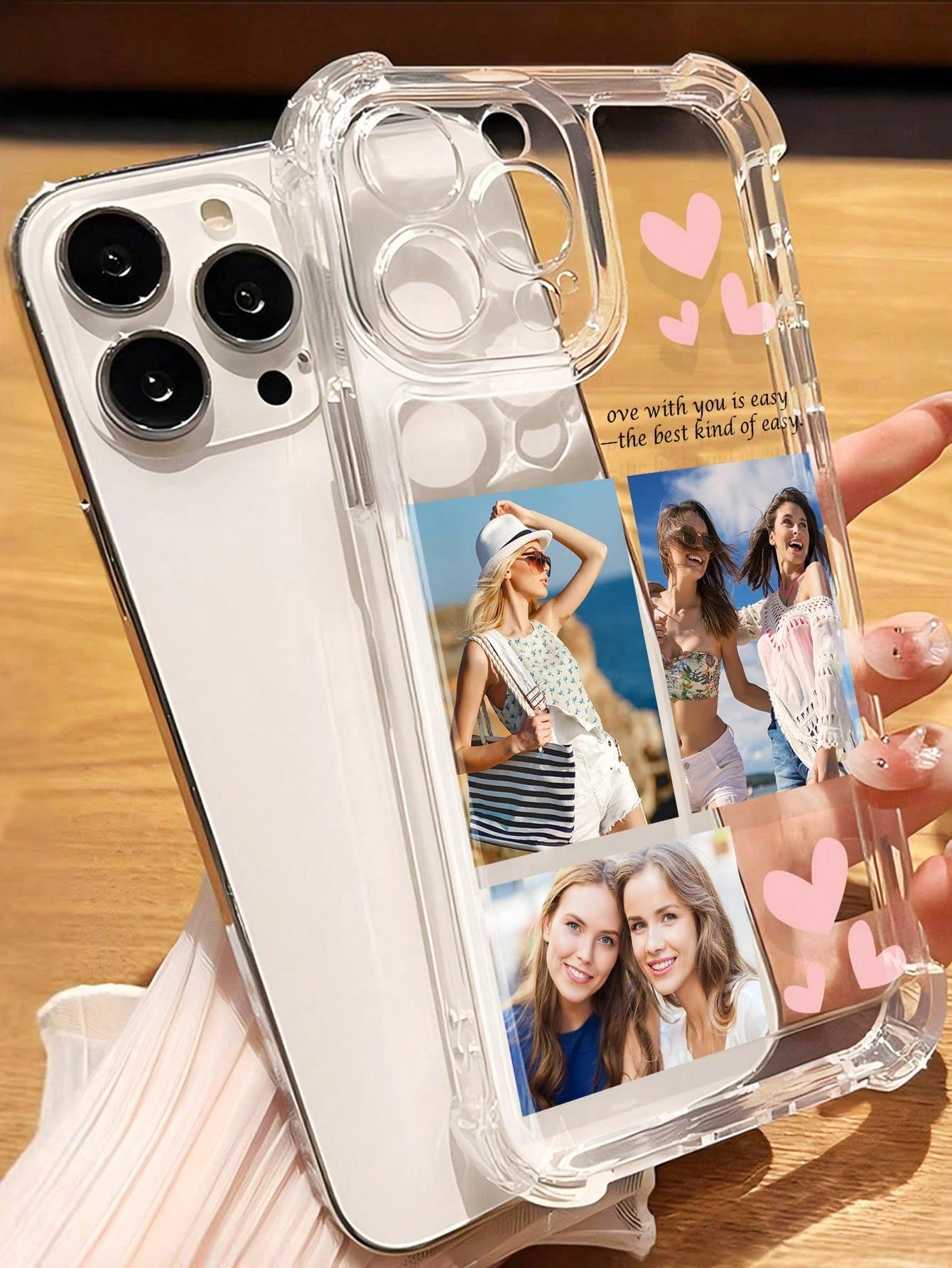 Cute Customized Heart-Shaped Romantic Personalized Photo & Text Protective Phone Case 1pc, Suitable For A13, A14, A15, A16, Capability A33, A34, A35, A52, A53, A54, A55, S20, S21, S22, S23, S24, S25 U