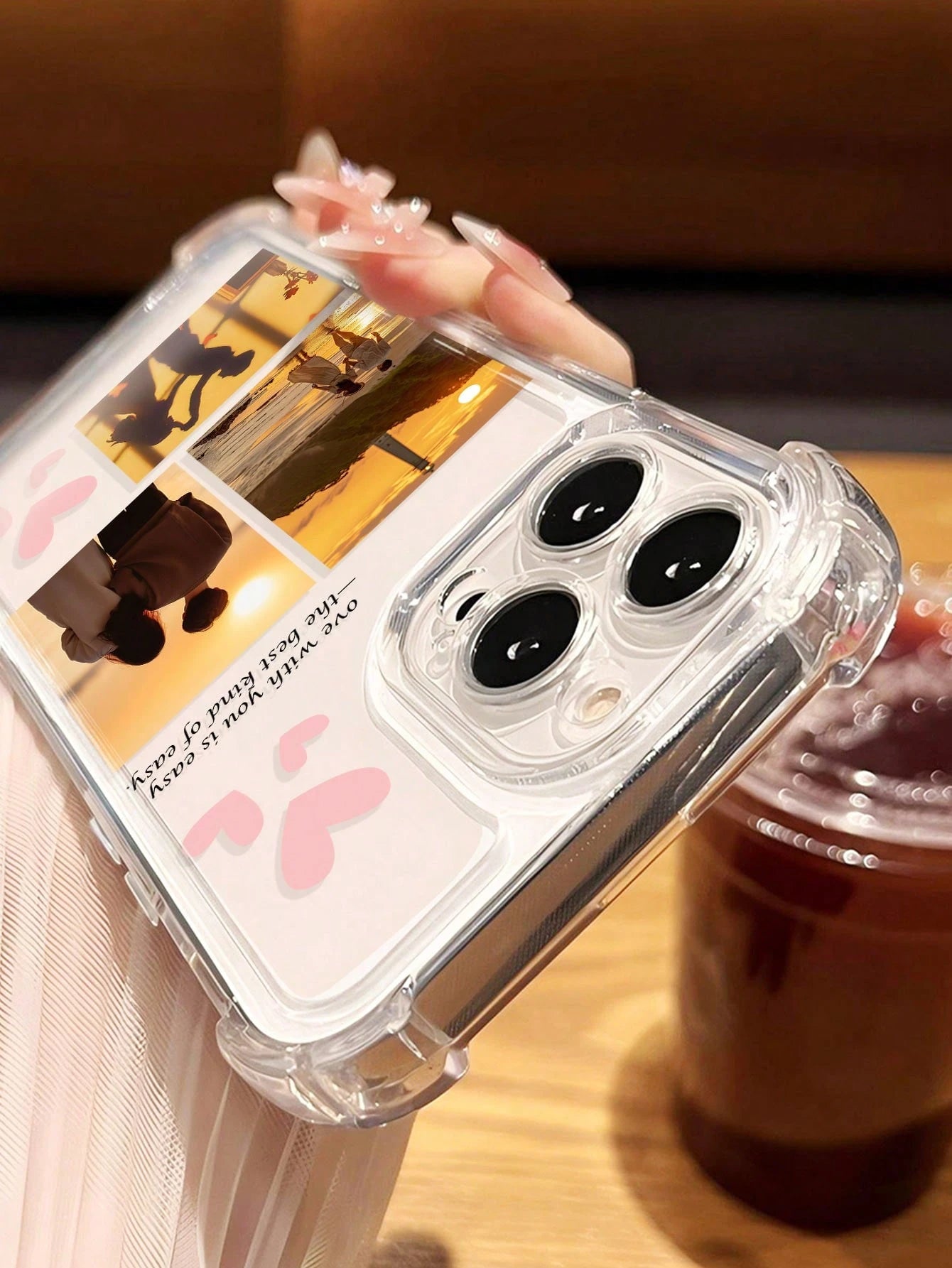 Cute Customized Heart-Shaped Romantic Personalized Photo & Text Protective Phone Case 1pc, Suitable For A13, A14, A15, A16, Capability A33, A34, A35, A52, A53, A54, A55, S20, S21, S22, S23, S24, S25 U