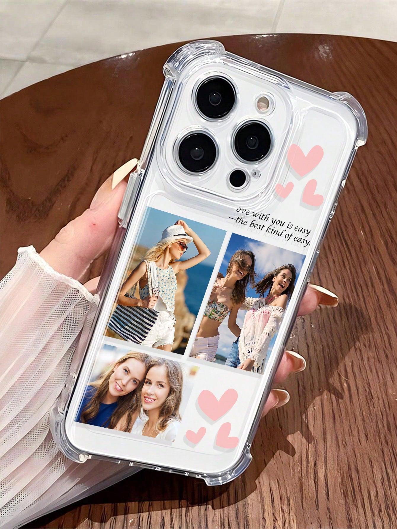 Cute Customized Heart-Shaped Romantic Personalized Photo & Text Protective Phone Case 1pc, Suitable For A13, A14, A15, A16, Capability A33, A34, A35, A52, A53, A54, A55, S20, S21, S22, S23, S24, S25 U