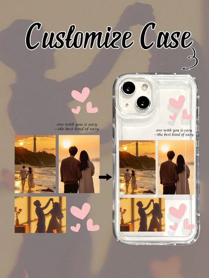 Cute Customized Heart-Shaped Romantic Personalized Photo & Text Protective Phone Case 1pc, Suitable For A13, A14, A15, A16, Capability A33, A34, A35, A52, A53, A54, A55, S20, S21, S22, S23, S24, S25 U