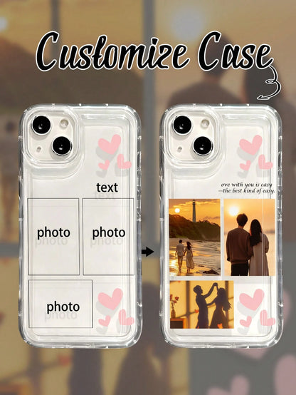Cute Customized Heart-Shaped Romantic Personalized Photo & Text Protective Phone Case 1pc, Suitable For A13, A14, A15, A16, Capability A33, A34, A35, A52, A53, A54, A55, S20, S21, S22, S23, S24, S25 U