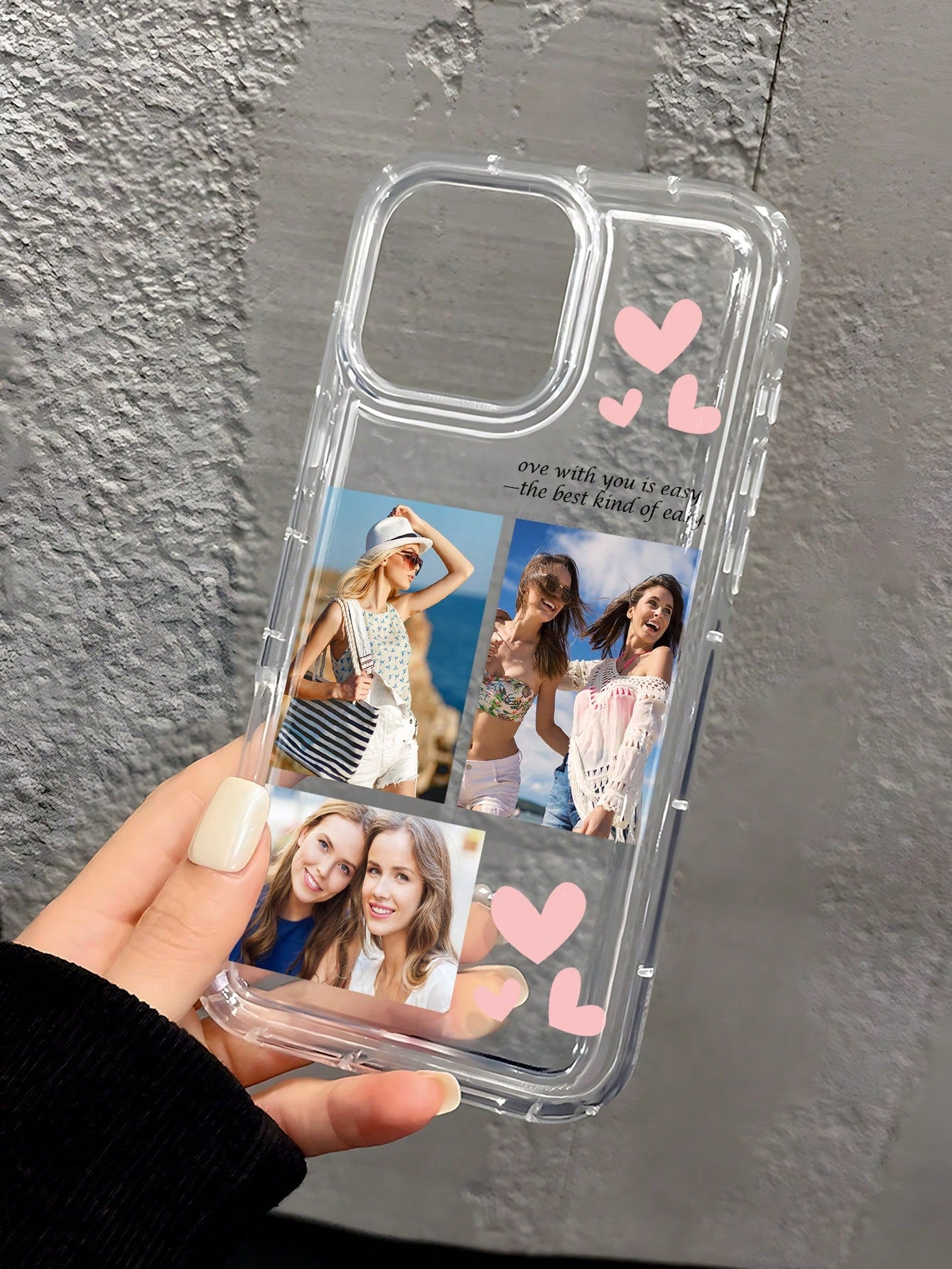 Cute Customized Heart-Shaped Romantic Personalized Photo & Text Protective Phone Case 1pc, Suitable For A13, A14, A15, A16, Capability A33, A34, A35, A52, A53, A54, A55, S20, S21, S22, S23, S24, S25 U