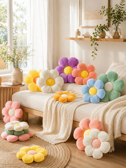 Cute Flower Plush Pillow, Soft Filled Daisy Shaped Cushion, Suitable For Sofa, Bed, Chair, Living Room And Bedroom Decor