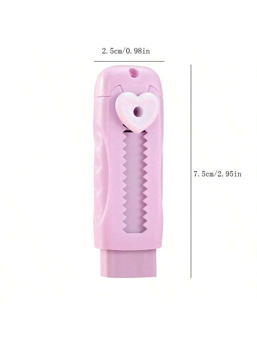 Cute Heart-Shaped Eraser Set, Durable ABS Material, Push-Pull Design, Lovely Macaron Colors, Suitable For Office And School Use, Back To School