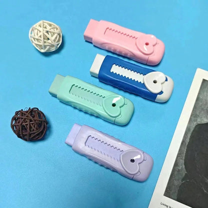 Cute Heart-Shaped Eraser Set, Durable ABS Material, Push-Pull Design, Lovely Macaron Colors, Suitable For Office And School Use, Back To School