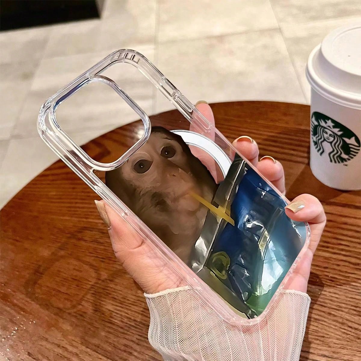 Cute Monkey Pattern Magnetic Clear Shockproof Protective Slim Thin Phone Case Cover For IPhone X Xsmax 11 12 13 14 15 16 Pro Max Plus MagSafe Funny,Suitable For IPhone17 Air,Suitable For IPhone17 Air
