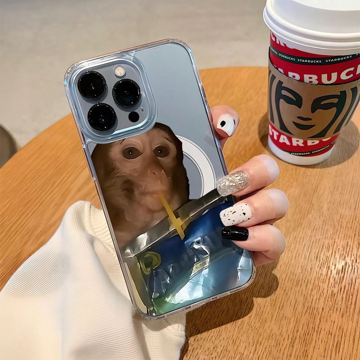 Cute Monkey Pattern Magnetic Clear Shockproof Protective Slim Thin Phone Case Cover For IPhone X Xsmax 11 12 13 14 15 16 Pro Max Plus MagSafe Funny,Suitable For IPhone17 Air,Suitable For IPhone17 Air