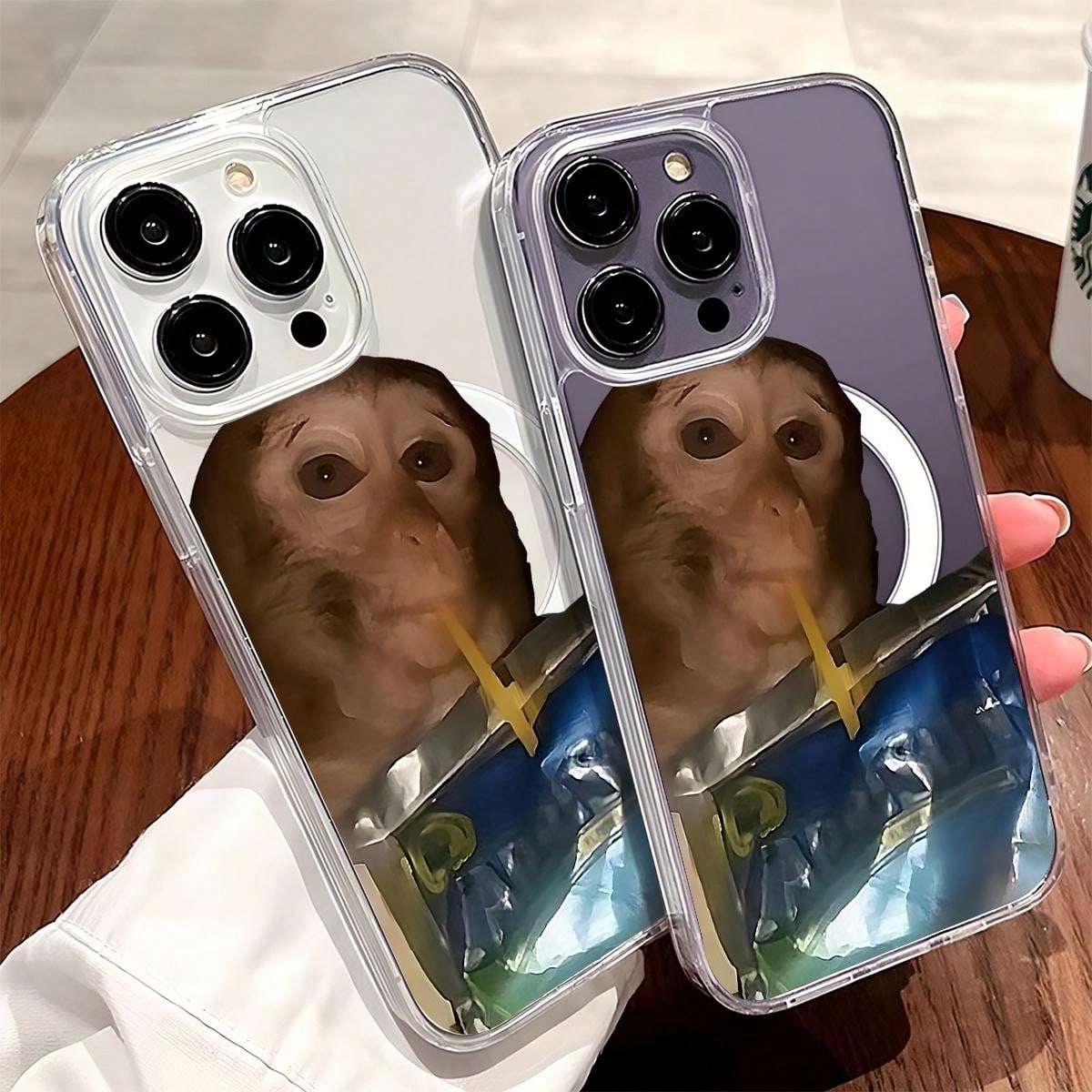 Cute Monkey Pattern Magnetic Clear Shockproof Protective Slim Thin Phone Case Cover For IPhone X Xsmax 11 12 13 14 15 16 Pro Max Plus MagSafe Funny,Suitable For IPhone17 Air,Suitable For IPhone17 Air