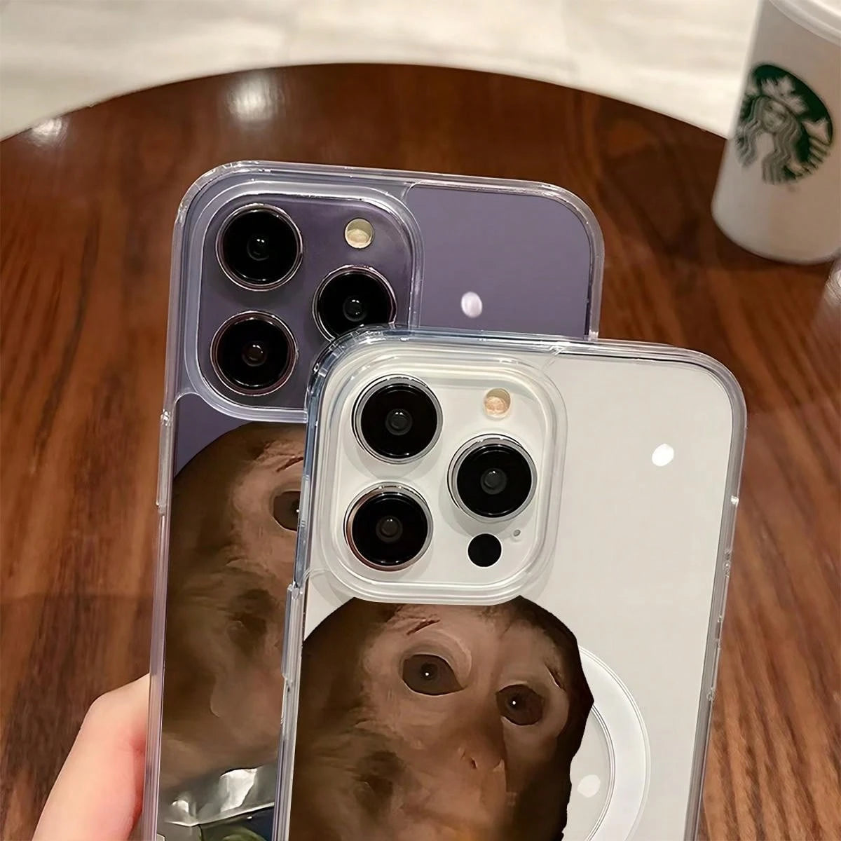 Cute Monkey Pattern Magnetic Clear Shockproof Protective Slim Thin Phone Case Cover For IPhone X Xsmax 11 12 13 14 15 16 Pro Max Plus MagSafe Funny,Suitable For IPhone17 Air,Suitable For IPhone17 Air