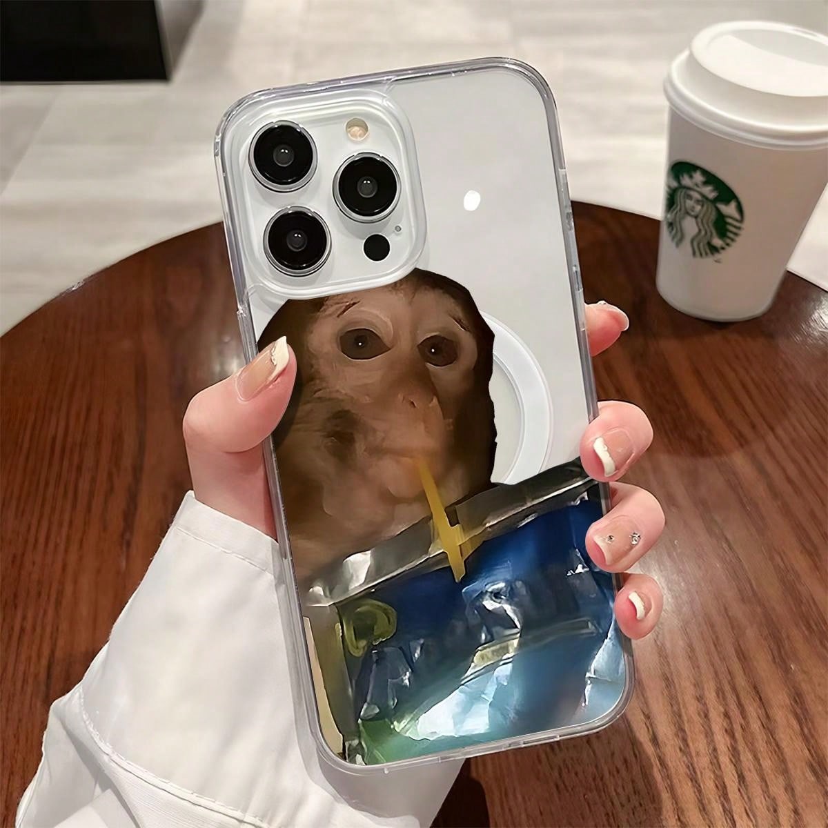 Cute Monkey Pattern Magnetic Clear Shockproof Protective Slim Thin Phone Case Cover For IPhone X Xsmax 11 12 13 14 15 16 Pro Max Plus MagSafe Funny,Suitable For IPhone17 Air,Suitable For IPhone17 Air