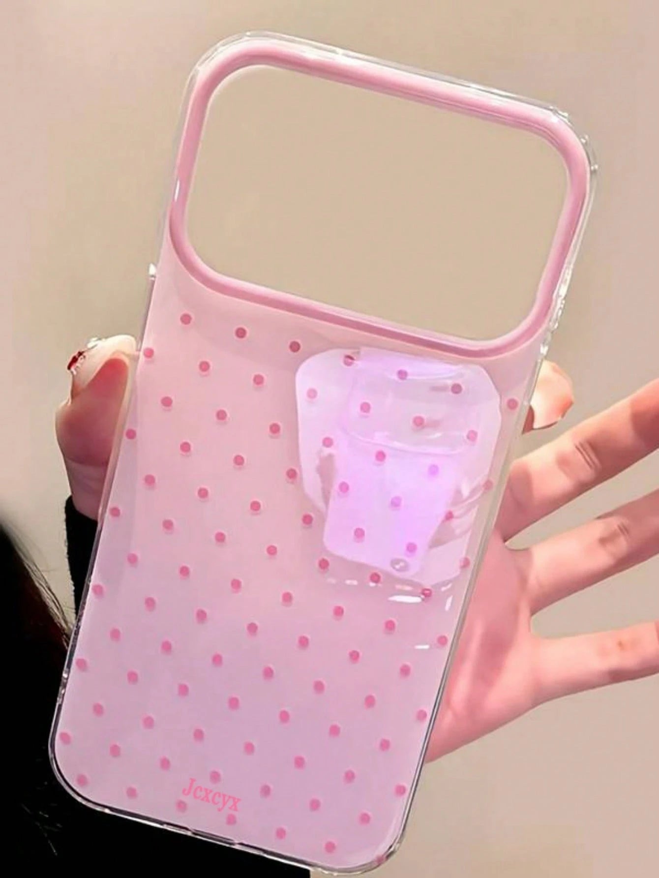 Cute Pink Polka Dot Pattern Glossy Jelly Phone Case, Compatible With IPhone 17 Pro Max 16 Pro Max 17 16 15 14 13 12 Pro Max 11, Cute Shockproof Soft Back Cover