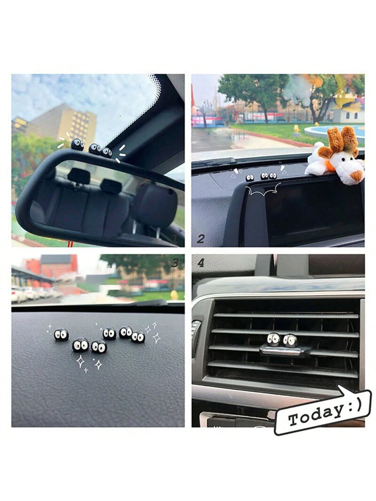 Cute Soot Sprites Car Rearview Mirror Accessories for Car Interior Decoration Dashboard Car Ornament Funny Gifts for Cute Car Mirror Interior Decors (10 Pcs)