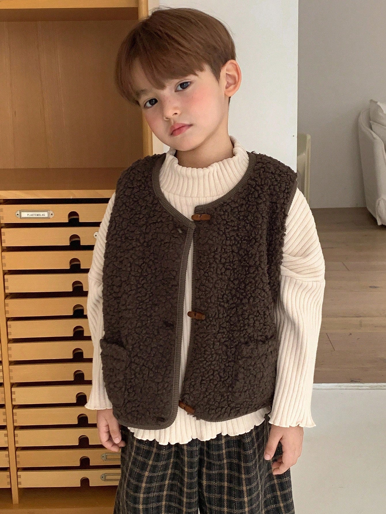 DAZY Casual Loose Versatile Sleeveless Young Boys Jackets Fall/Winter Thermal Lined