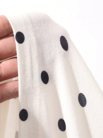 Dazy Plus Elastic Fitted Polka Dot Square Neck Short Sleeve Casual White Plus Size Women T-Shirt, Spring/Summer Cute Tops Graphic Tee