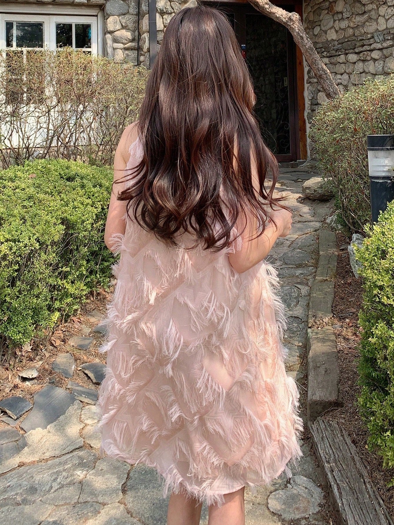 DAZY Solid Fuzzy Trim Halter Dress Valentine Valentine's Day Sundress Valentine's Day