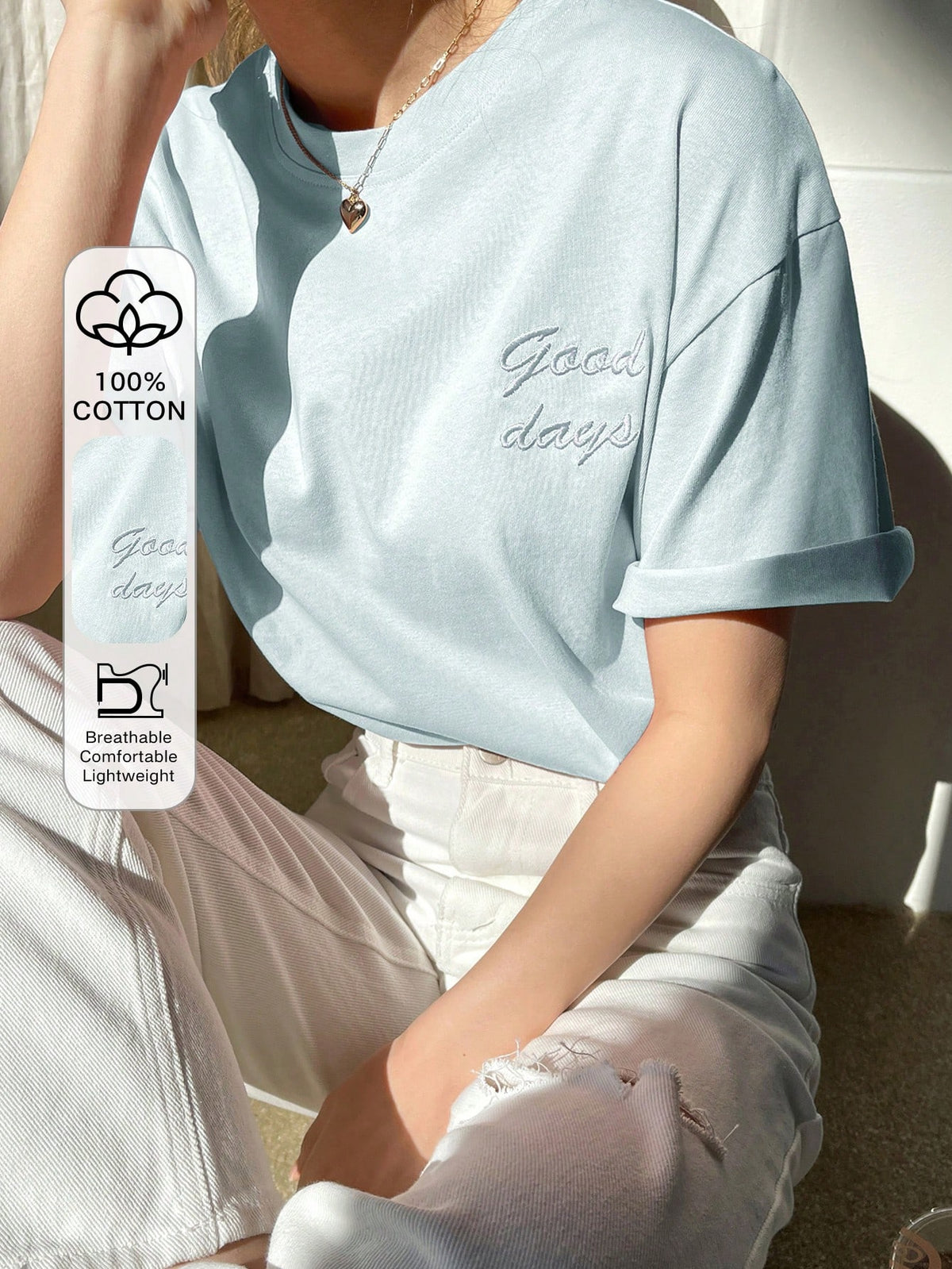 DAZY Women Embroidered Letter Short Sleeve T-Shirt Summer