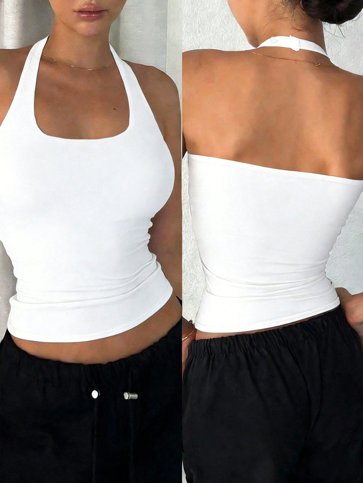 DAZY Women's Backless Casual Camisole Crop Tops Women Halter Top