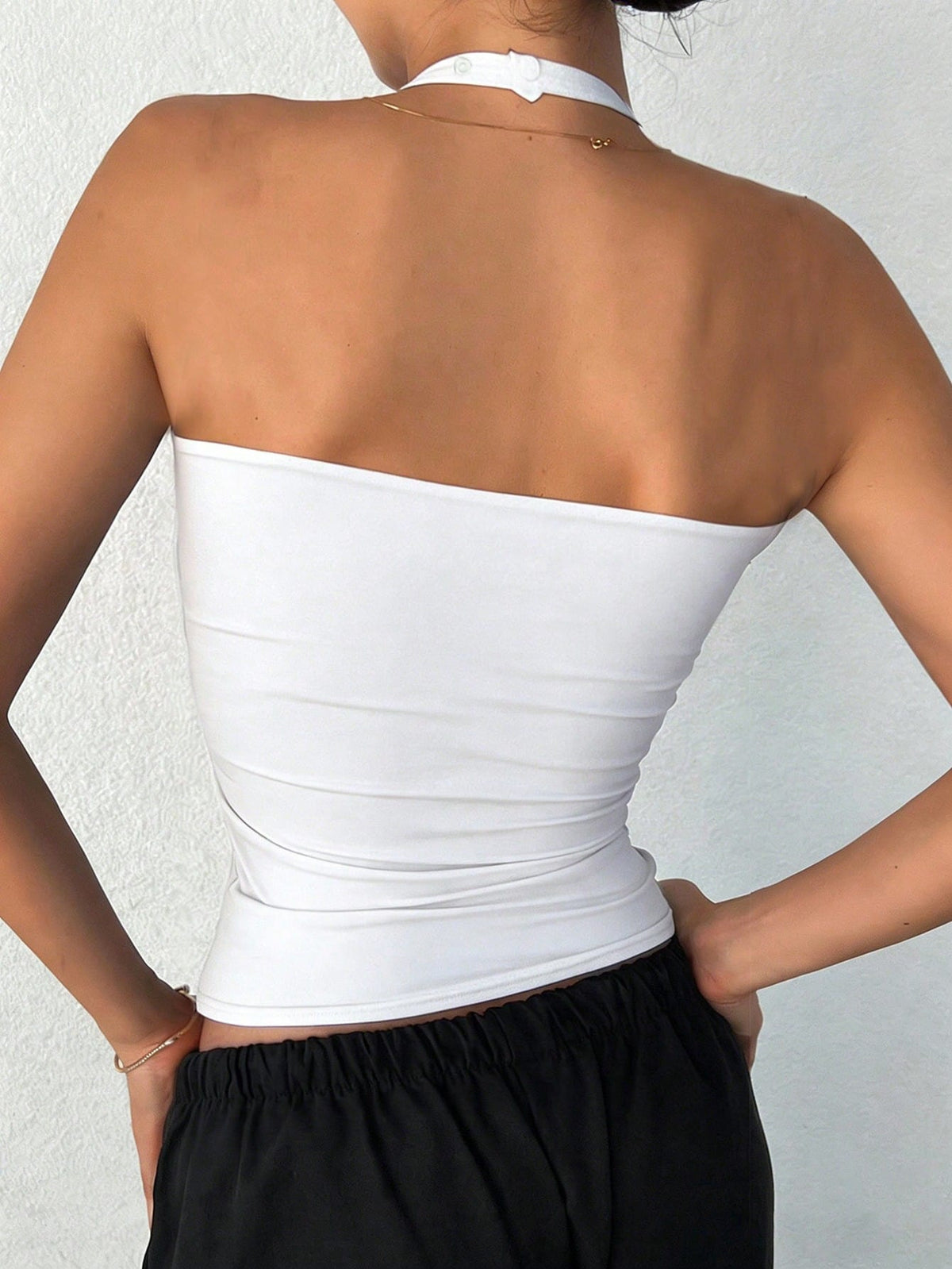 DAZY Women's Backless Casual Camisole Crop Tops Women Halter Top