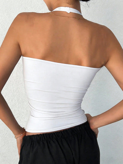 DAZY Women's Backless Casual Camisole Crop Tops Women Halter Top