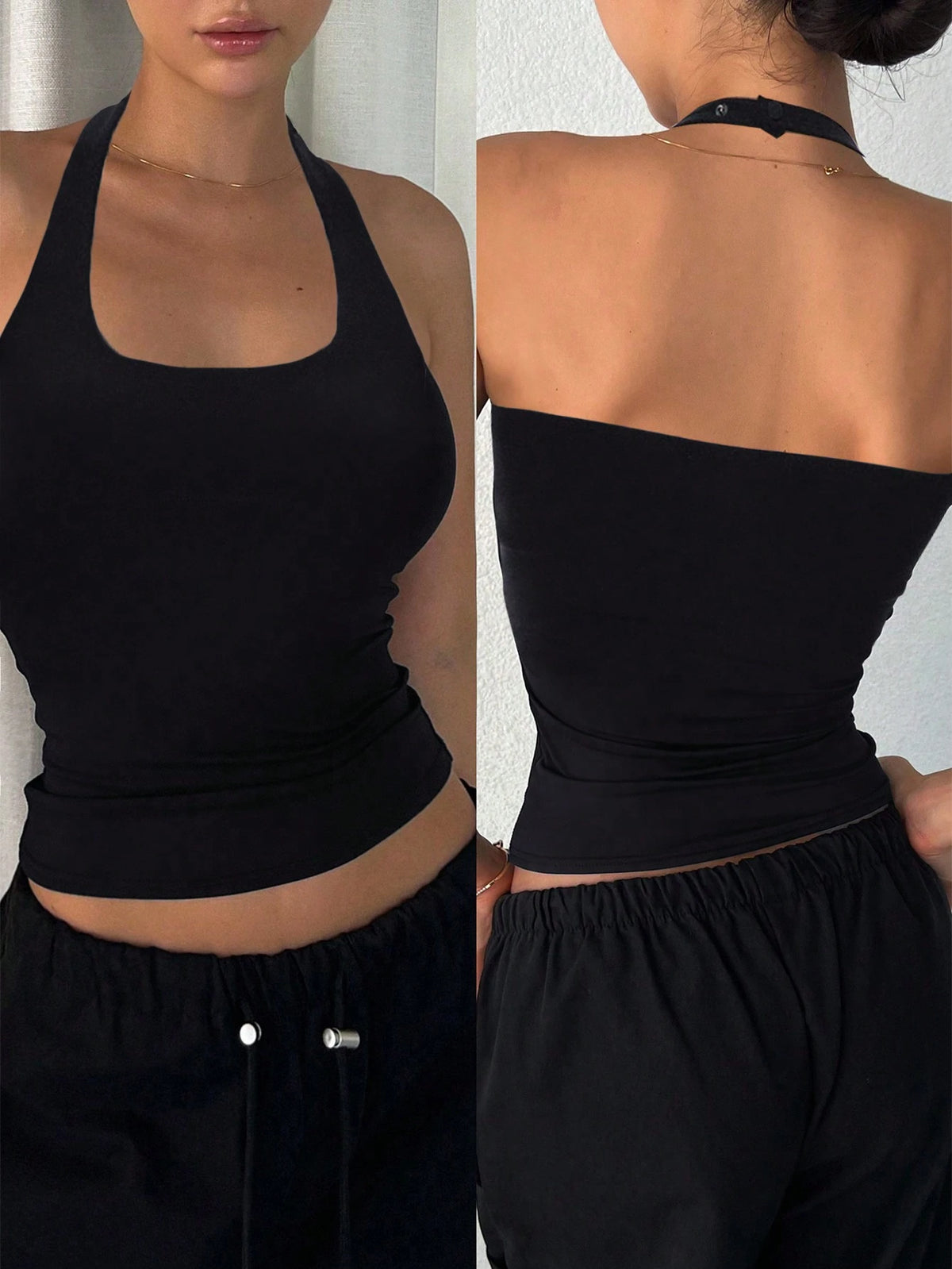 DAZY Women's Backless Casual Camisole Crop Tops Women Halter Top