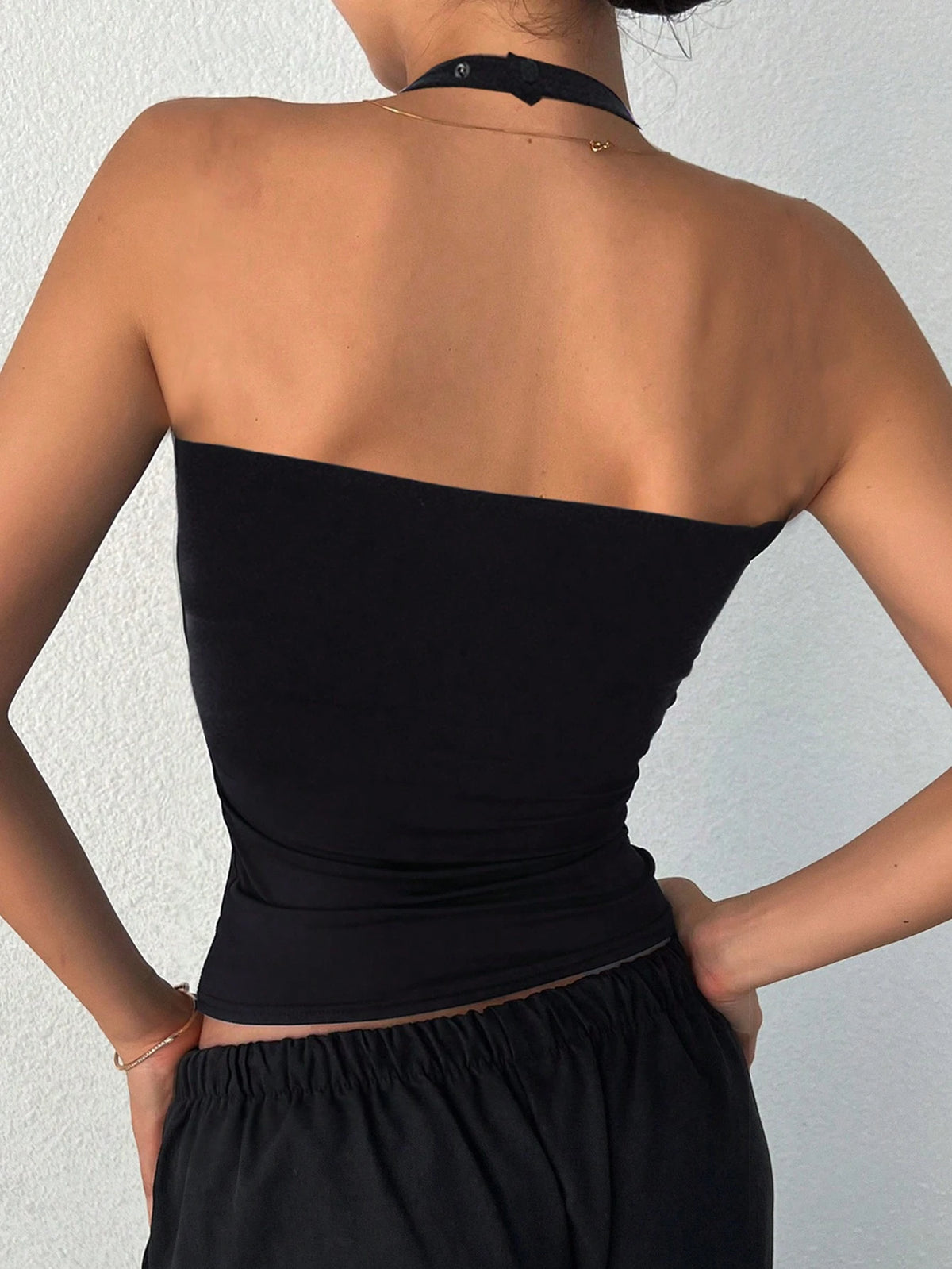 DAZY Women's Backless Casual Camisole Crop Tops Women Halter Top