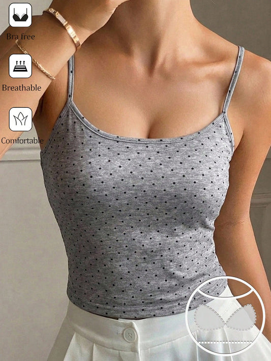DAZY Women's Polka Dot Print Casual Camisole Tank Top