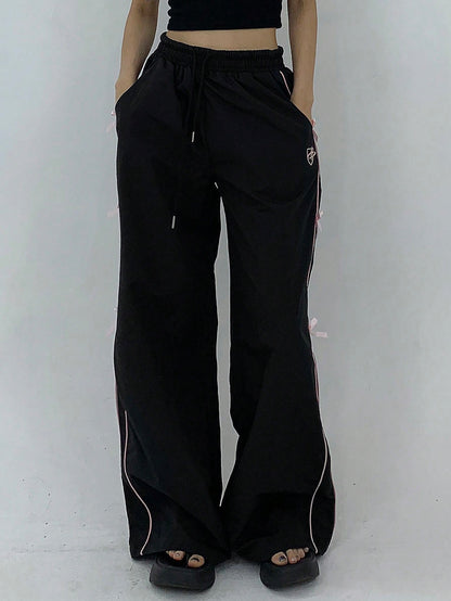 DAZY Women's Solid Color Simple Daily Pants With Bowknot Decoration Y2k Summer