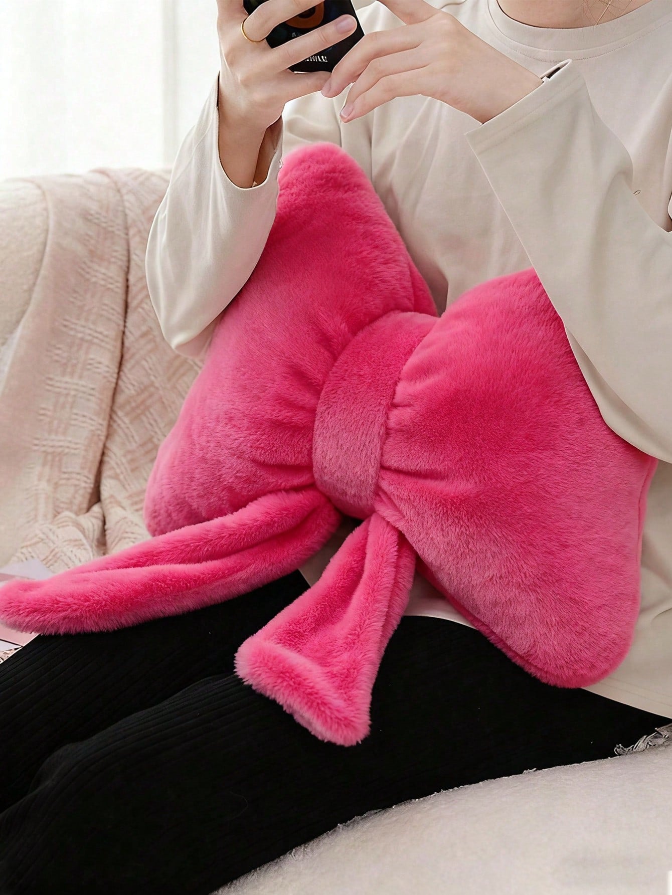 Decorative Bow Throw Pillow, Soft & Cute Bow Decor Cushion, Suitable For Bed, Sofa And Bedroom, Essential Home Decor Pillow For Spring/Summer, Birthday Gift, Perfect Gift For Family And Friends On Wed