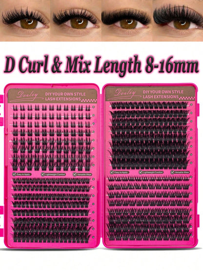 Desliy Cluster False Eyelashes Single Cluster False Eyelashes Fluffy Natural Look D Curl Mixed Length 8-16mm Premium Synthetic Fiber Lightweight Reusable Easy To Apply DIY Eyelash Extensions Suitable