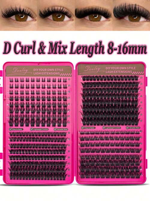 Desliy Cluster False Eyelashes Single Cluster False Eyelashes Fluffy Natural Look D Curl Mixed Length 8-16mm Premium Synthetic Fiber Lightweight Reusable Easy To Apply DIY Eyelash Extensions Suitable