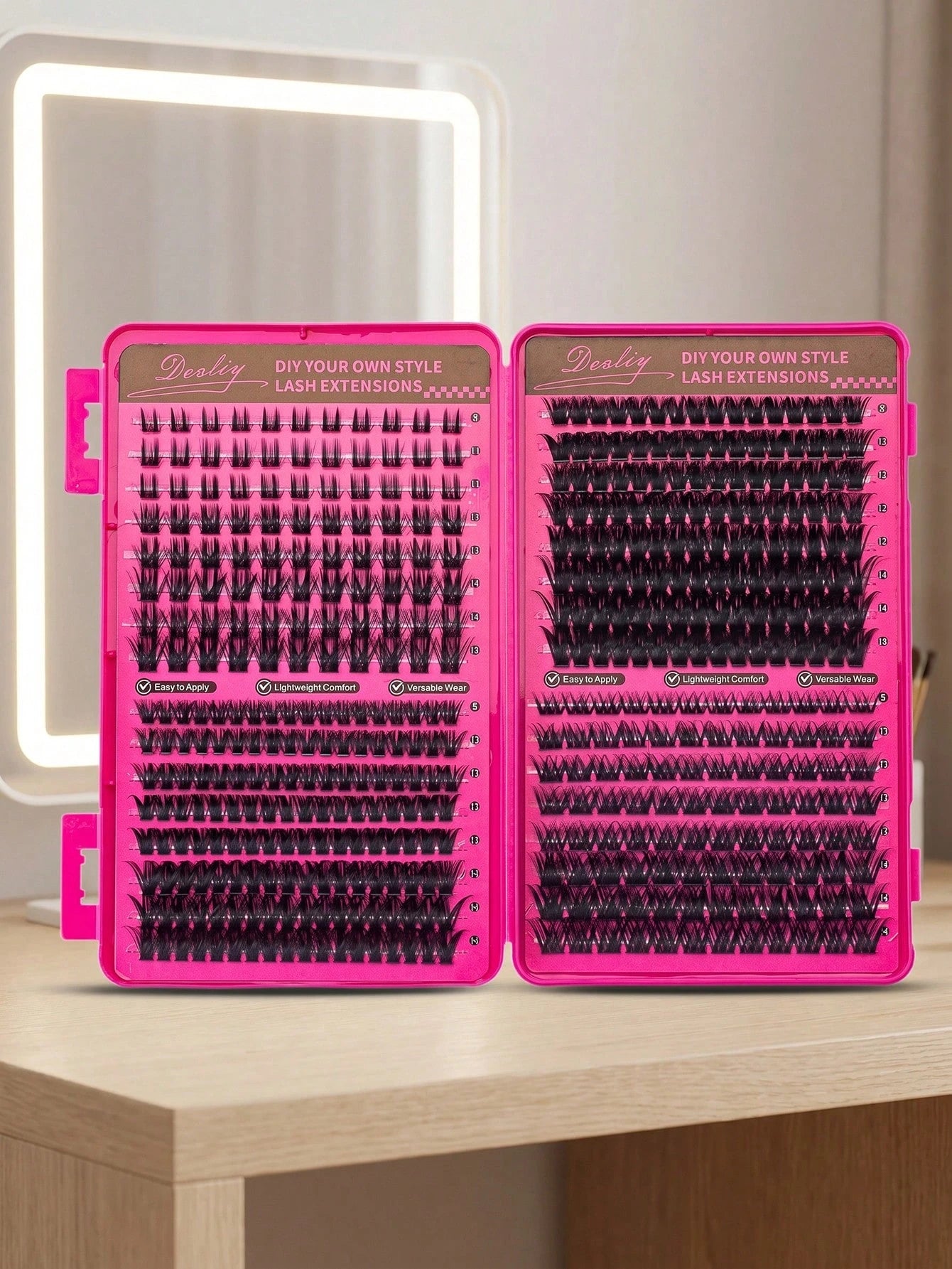 Desliy Cluster False Eyelashes Single Cluster False Eyelashes Fluffy Natural Look D Curl Mixed Length 8-16mm Premium Synthetic Fiber Lightweight Reusable Easy To Apply DIY Eyelash Extensions Suitable