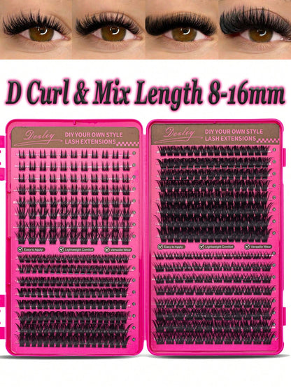Desliy Cluster False Eyelashes Single Cluster False Eyelashes Fluffy Natural Look D Curl Mixed Length 8-16mm Premium Synthetic Fiber Lightweight Reusable Easy To Apply DIY Eyelash Extensions Suitable