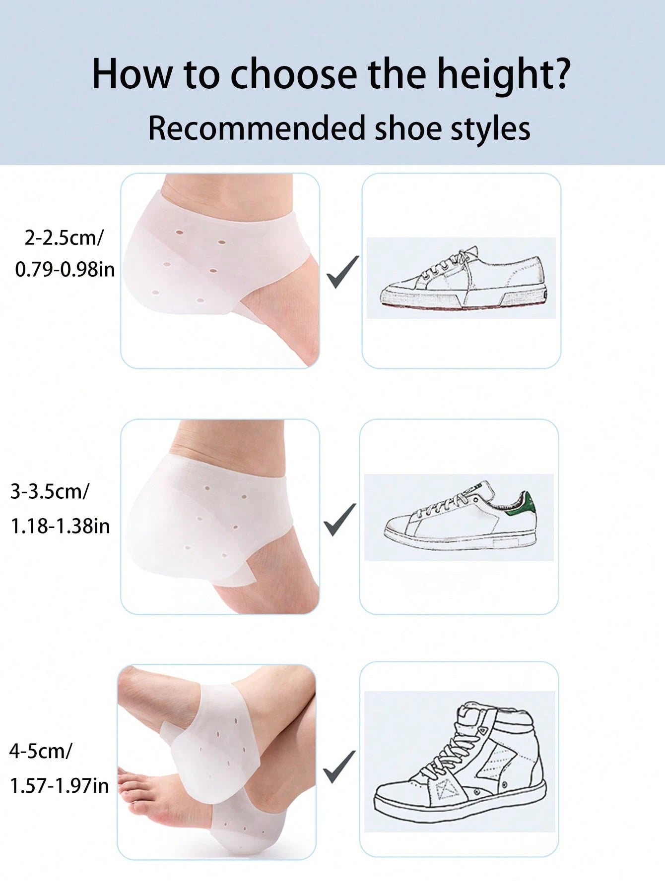 Detachable Invisible Height Increasing Insole Combination, Heel Pad, Half Pad, Transparent Shock Absorption, Non-Yellowing, Shoe Lift