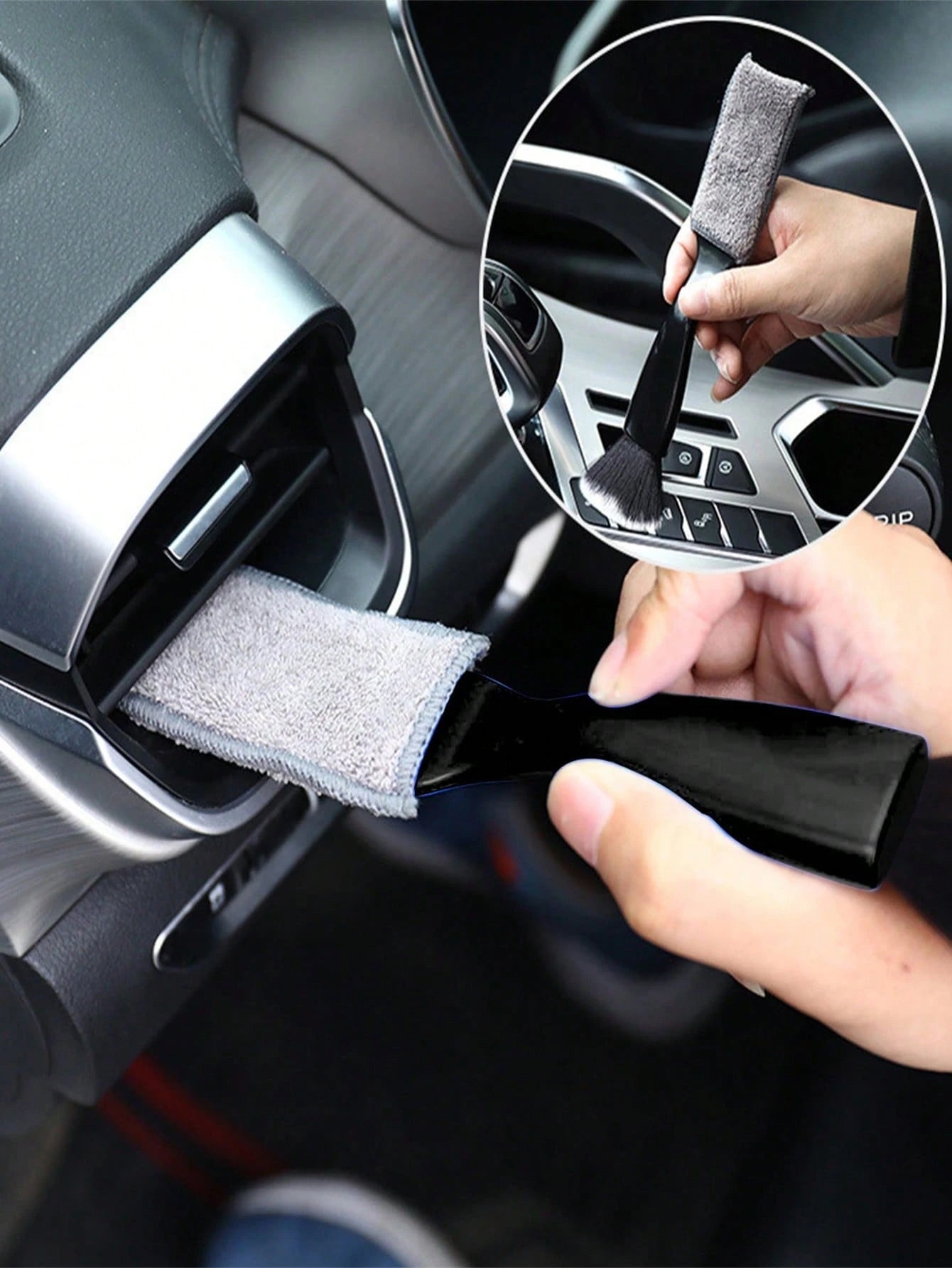 Detailing Brush,1pc Car Wash Brush & Air Conditioner Vent Cleaning Brush 2-In-1 Premium Cleaning Tool, Car Detailing Accessories