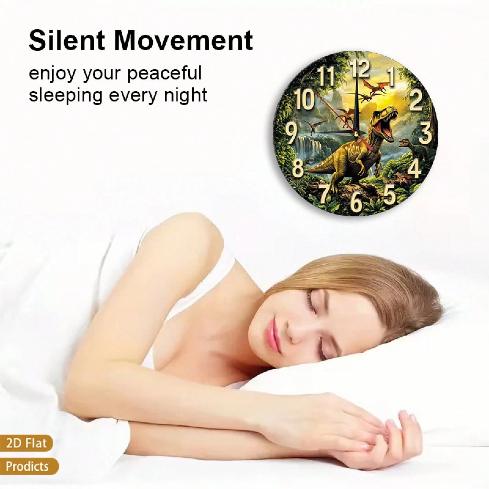 Dinosaur-Themed Silent Non-Ticking Wall Clock, Suitable For Rooms, Corridors, Bedrooms, And Living Rooms- 12inch Large Easy-To-Read Dinosaur Numbers
