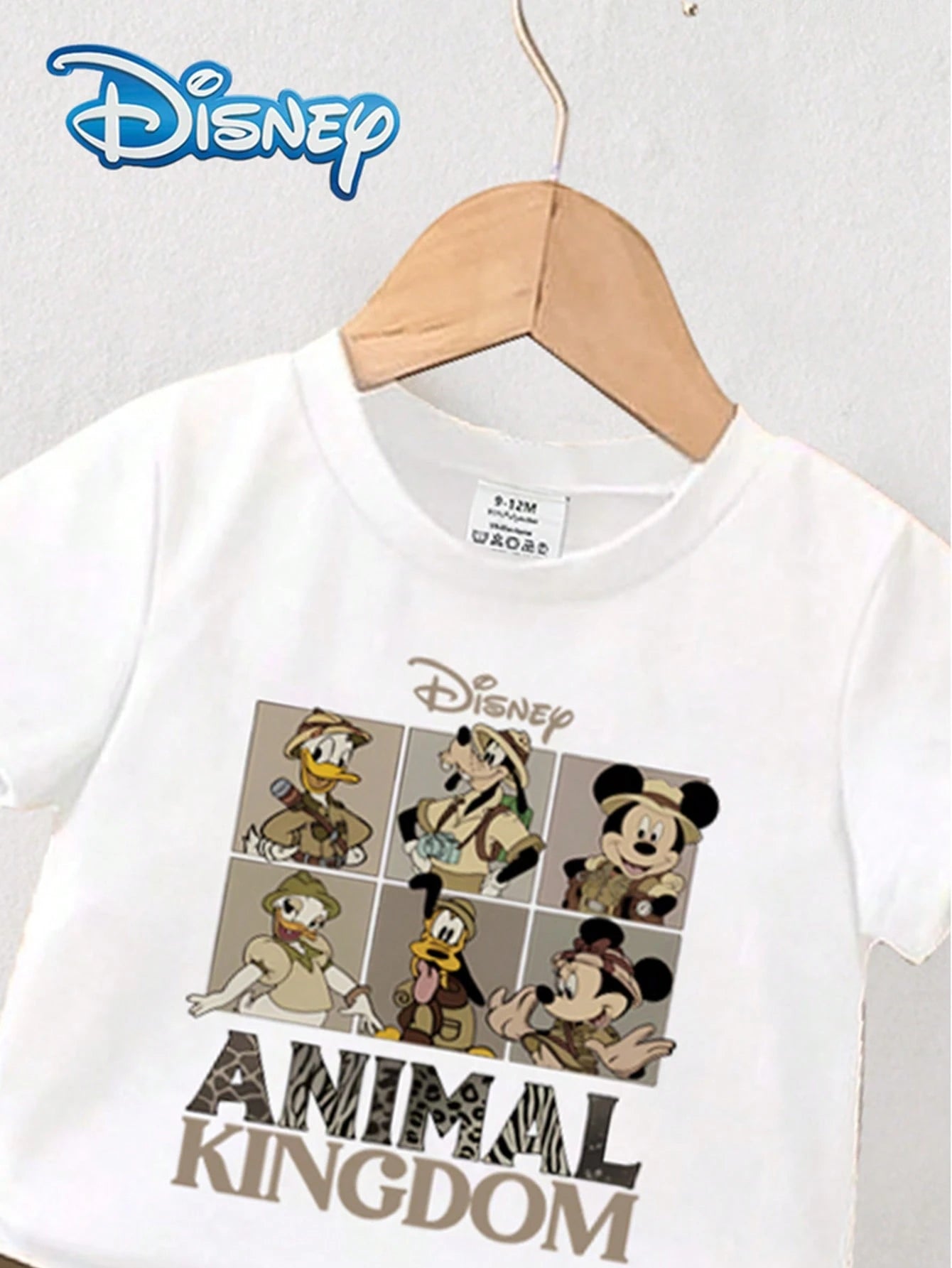 Disney Baby Boys 2-Piece Set, Graphic Short Sleeve Top And Solid Color Shorts, All-Match Vacation Outfit For Children, Cute Leopard Print & Letter Graphic T-Shirt And Elastic Waist Shorts
