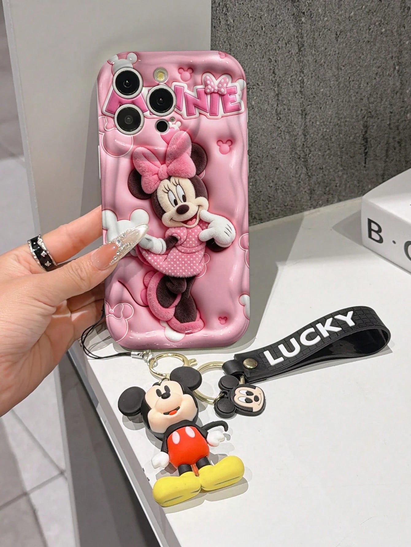 Disney Mickey Mouse Clubhouse Phone Case: 3D Fluffy Pattern Border Protector Phone Soft Phone Case With A Free Cute Mickey Bracelet Chain Lanyard, Mickey, Minnie, Goofy, Donald Duck, Daisy Duck, Plut