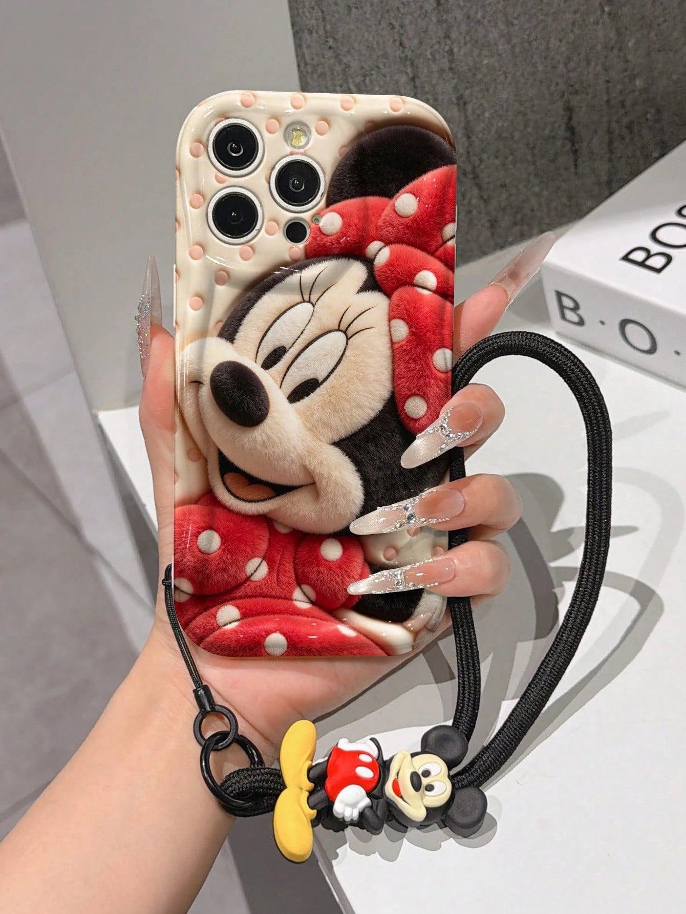 Disney Mickey Mouse Clubhouse Phone Case: 3D Fluffy Pattern Border Protector Phone Soft Phone Case With A Free Cute Mickey Bracelet Chain Lanyard, Mickey, Minnie, Goofy, Donald Duck, Daisy Duck, Plut