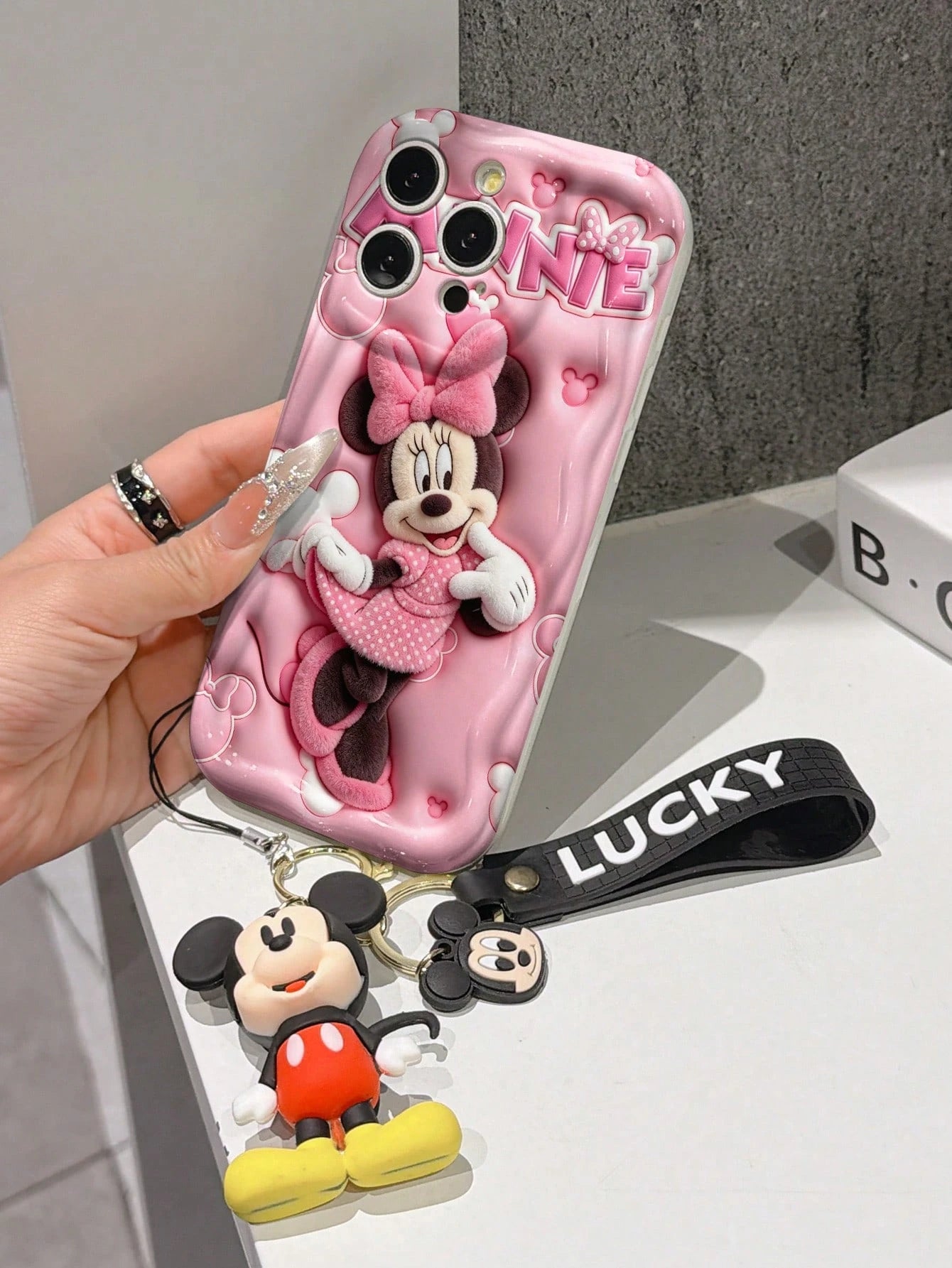 Disney Mickey Mouse Clubhouse Phone Case: 3D Fluffy Pattern Border Protector Phone Soft Phone Case With A Free Cute Mickey Bracelet Chain Lanyard, Mickey, Minnie, Goofy, Donald Duck, Daisy Duck, Plut