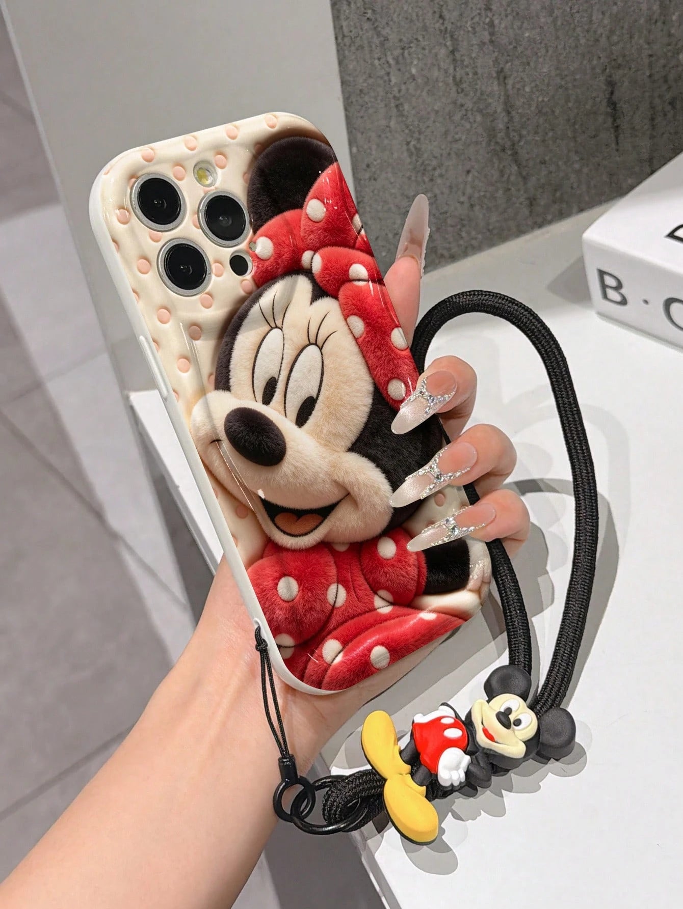 Disney Mickey Mouse Clubhouse Phone Case: 3D Fluffy Pattern Border Protector Phone Soft Phone Case With A Free Cute Mickey Bracelet Chain Lanyard, Mickey, Minnie, Goofy, Donald Duck, Daisy Duck, Plut