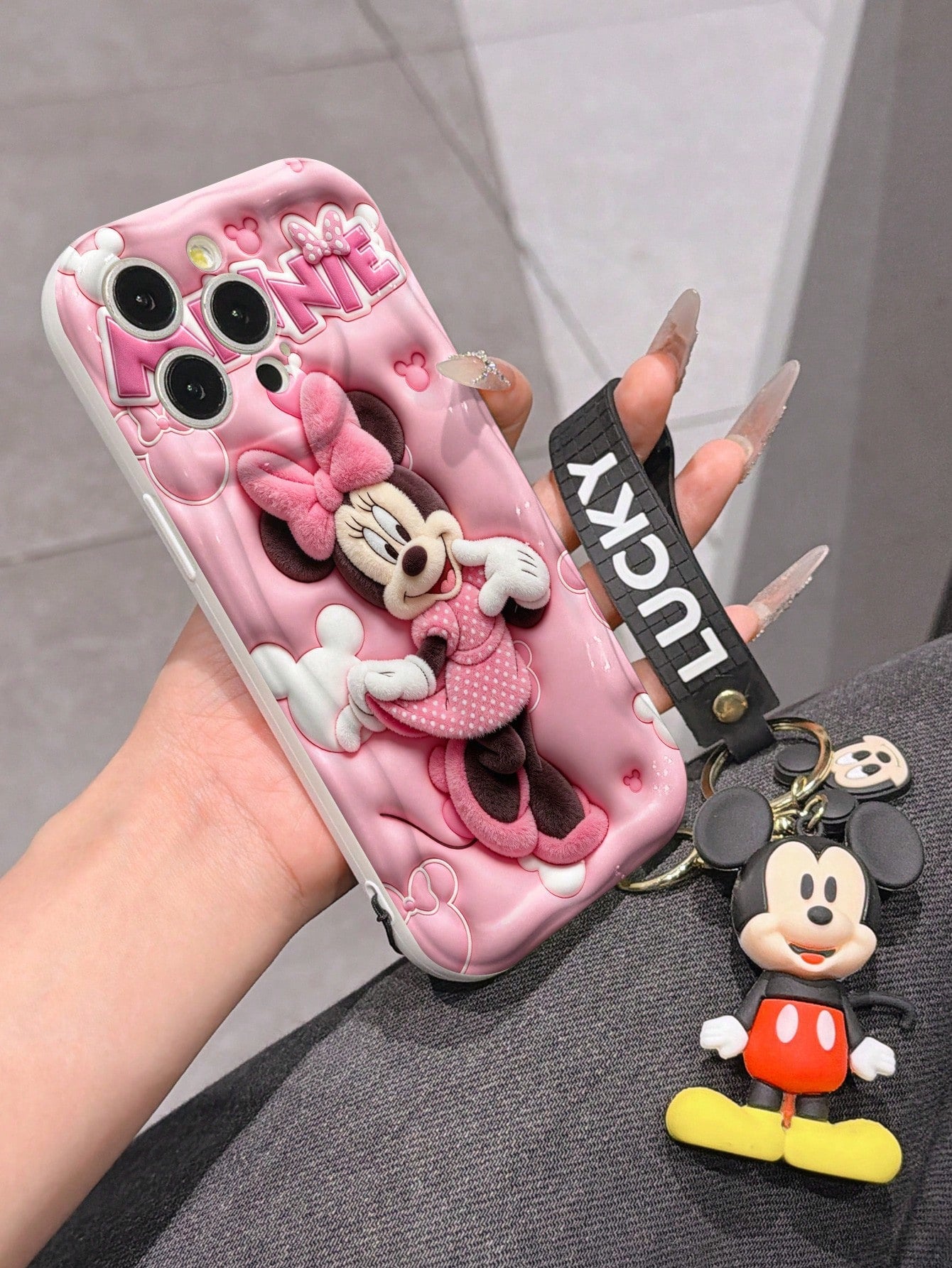 Disney Mickey Mouse Clubhouse Phone Case: 3D Fluffy Pattern Border Protector Phone Soft Phone Case With A Free Cute Mickey Bracelet Chain Lanyard, Mickey, Minnie, Goofy, Donald Duck, Daisy Duck, Plut
