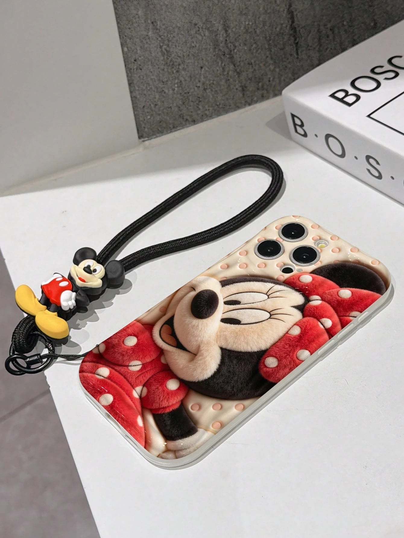 Disney Mickey Mouse Clubhouse Phone Case: 3D Fluffy Pattern Border Protector Phone Soft Phone Case With A Free Cute Mickey Bracelet Chain Lanyard, Mickey, Minnie, Goofy, Donald Duck, Daisy Duck, Plut