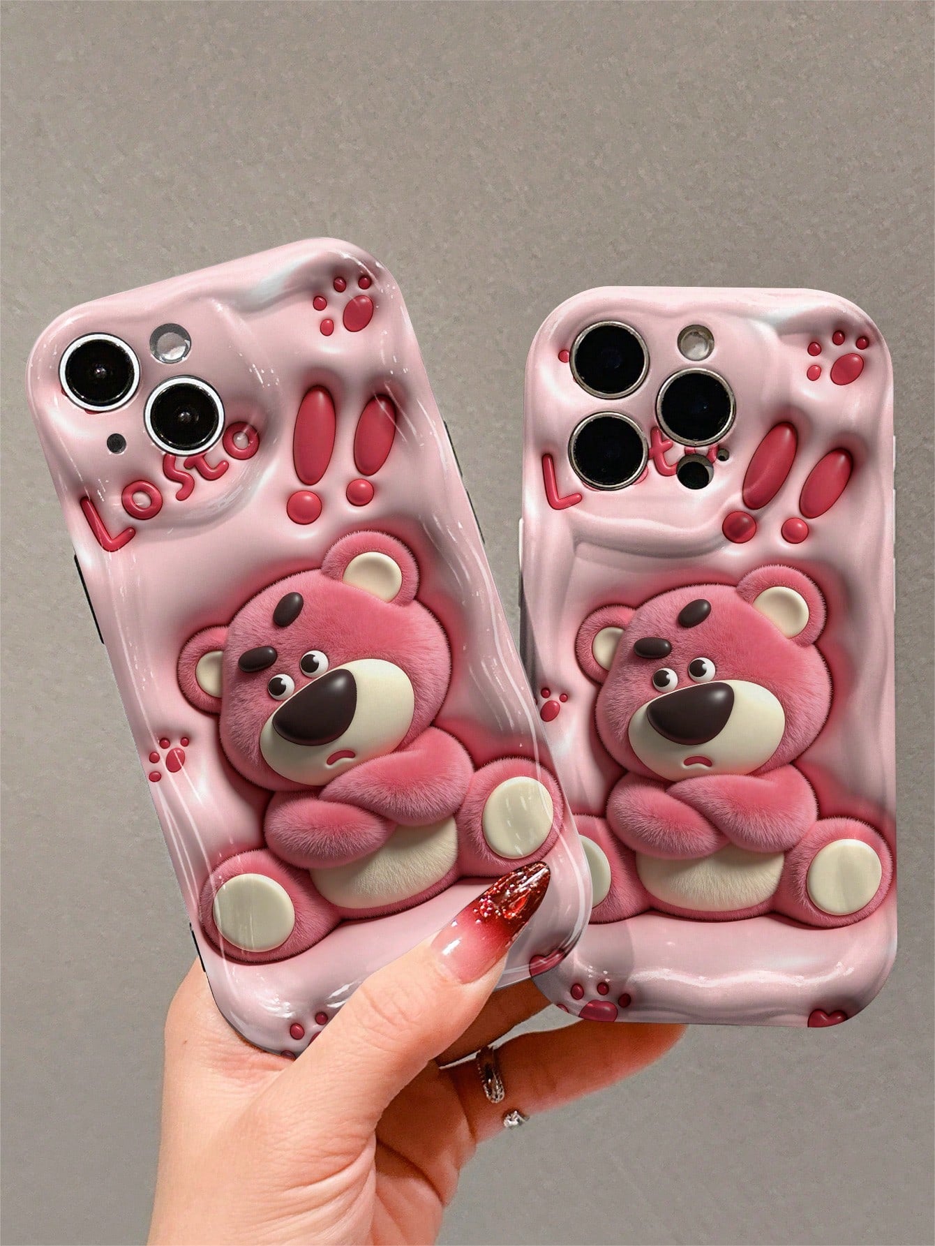 Disney Strawberry Bear Cartoon Character TPU Phone Case, Cute Cartoon Winter Version, Suitable For Apple, With Wave Design, Camera Protection And Anti Drop Function, Suitable For Apple 17/16/15/14/13