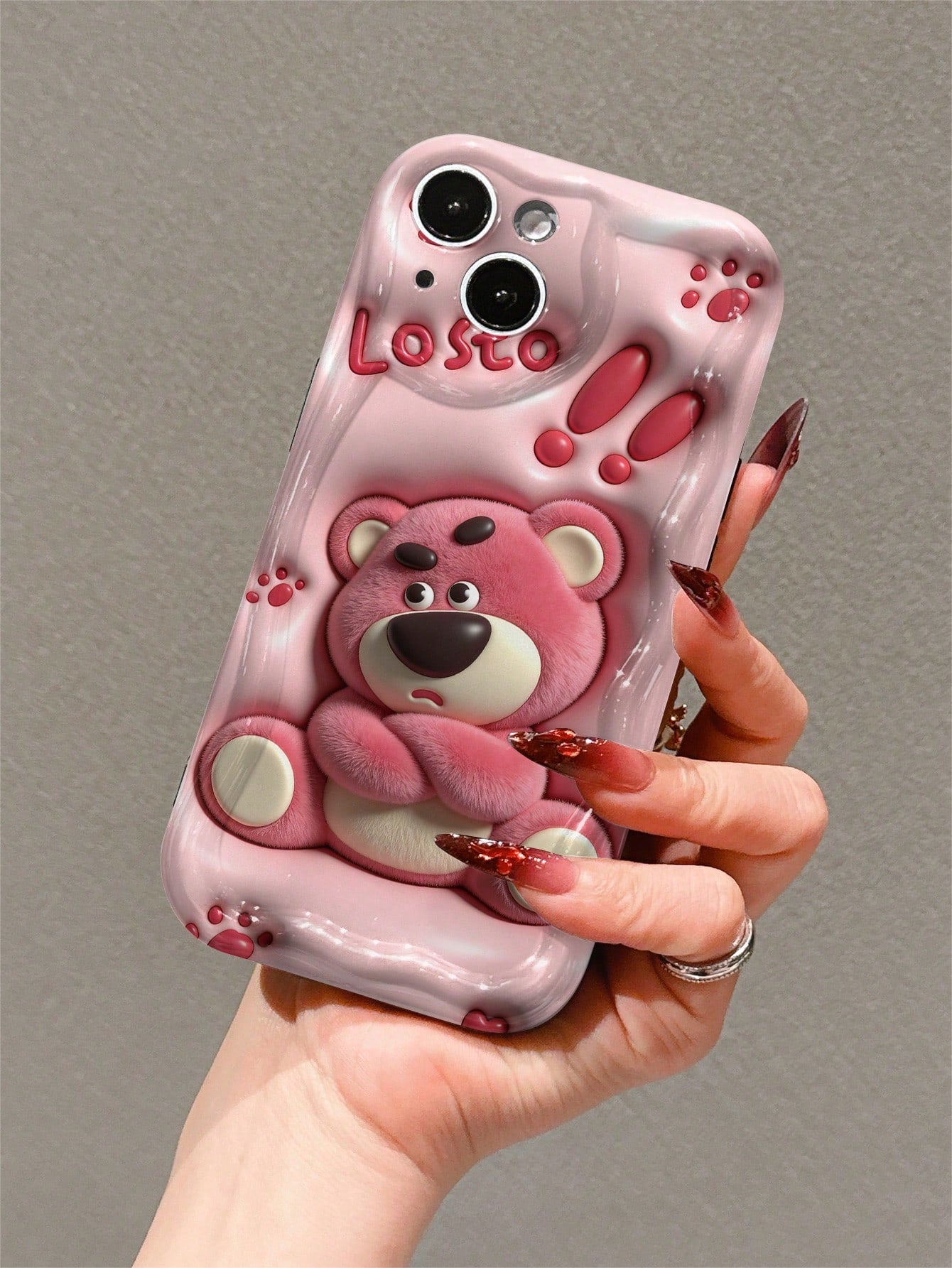 Disney Strawberry Bear Cartoon Character TPU Phone Case, Cute Cartoon Winter Version, Suitable For Apple, With Wave Design, Camera Protection And Anti Drop Function, Suitable For Apple 17/16/15/14/13