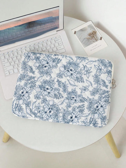 Ditsy Floral Quilted Laptop Sleeve/Bag For 10/11", 13/14", 15/15.6" Laptop, Shock-Absorbing Inner Lining, Korean StyleGift For Valentine's Day, Elevate The Valentine's Day Vibe