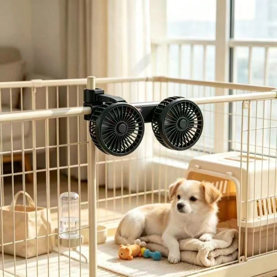 Double-Head Vehicle Rear Seat Fan, 360° Rotating USB-Powered Vehicle Cooling Fan, 120° Adjustable Fan Head, Silent Portable Fan