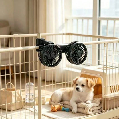 Double-Head Vehicle Rear Seat Fan, 360° Rotating USB-Powered Vehicle Cooling Fan, 120° Adjustable Fan Head, Silent Portable Fan