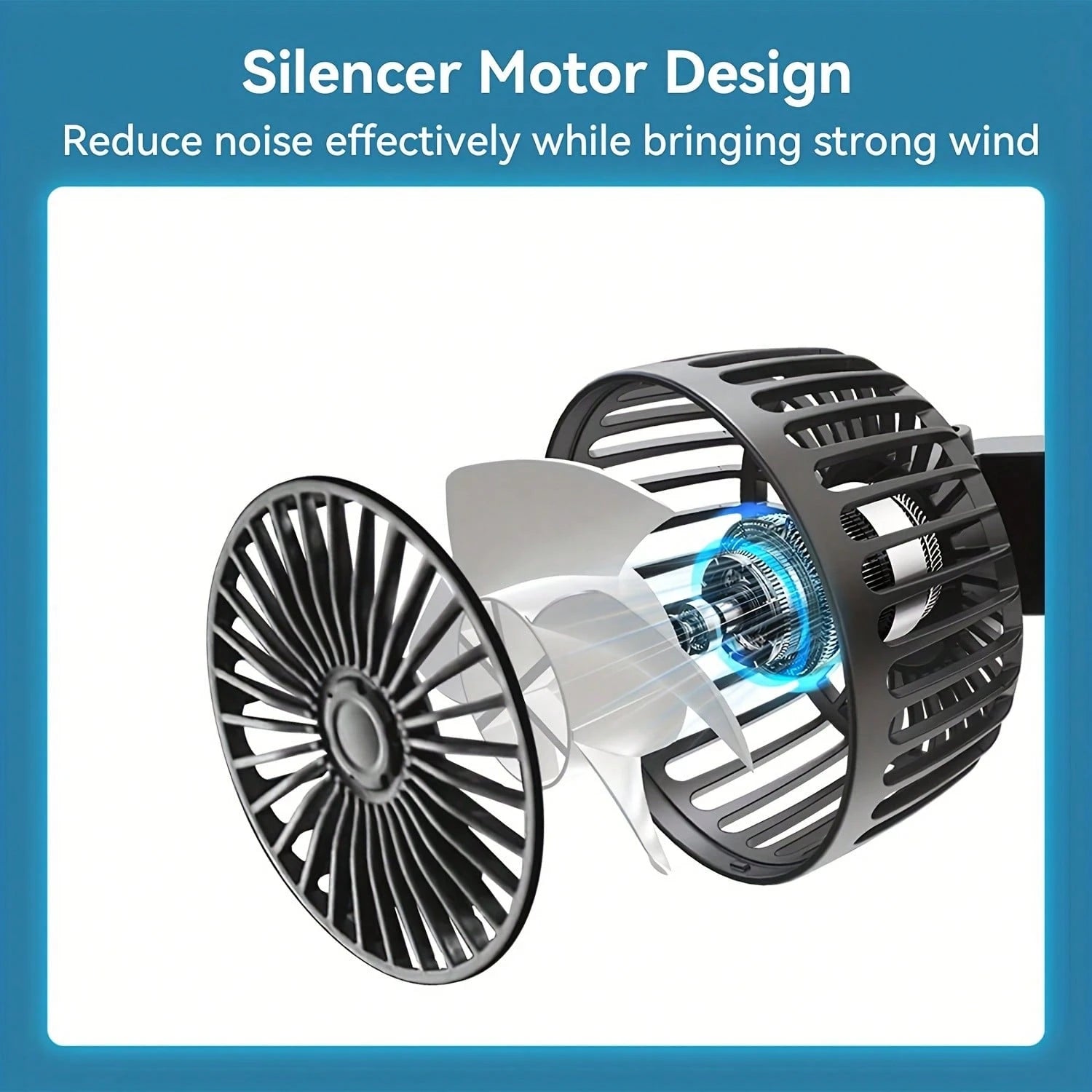 Double-Head Vehicle Rear Seat Fan, 360° Rotating USB-Powered Vehicle Cooling Fan, 120° Adjustable Fan Head, Silent Portable Fan