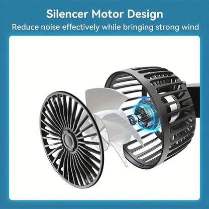 Double-Head Vehicle Rear Seat Fan, 360° Rotating USB-Powered Vehicle Cooling Fan, 120° Adjustable Fan Head, Silent Portable Fan